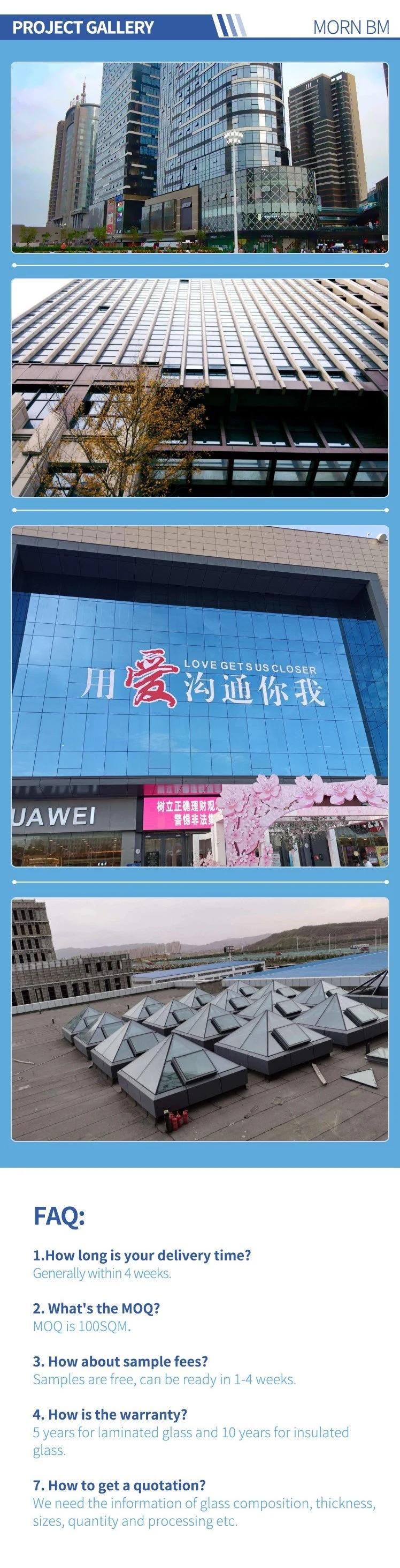 Triple Silver Insulating Glass Building Glass /Double Glass Units Digitally Printed High Performance Low-E Building Laminated Glass/Glass