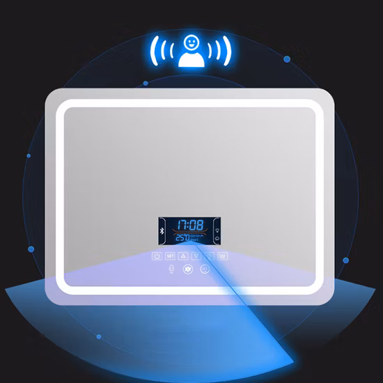 Specchio retroilluminato rotondo rettangolare decorativo senza cornice montato a parete con luce Specchio da bagno intelligente Specchio a LED Specchio intelligente illuminato