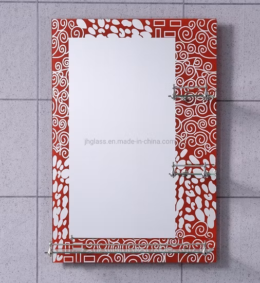 Specchio cosmetico decorativo per la casa con specchio cosmetico a doppio strato montato a parete in fabbrica all'ingrosso, specchio da bagno in resina con scaffale per mobili